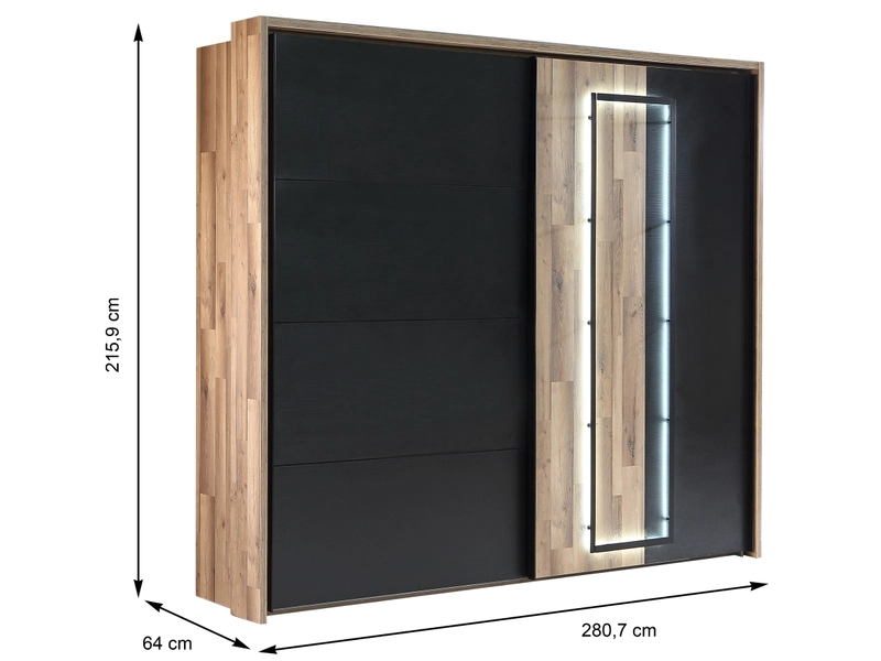 Schwebetürenschrank SIRIUS schwarz