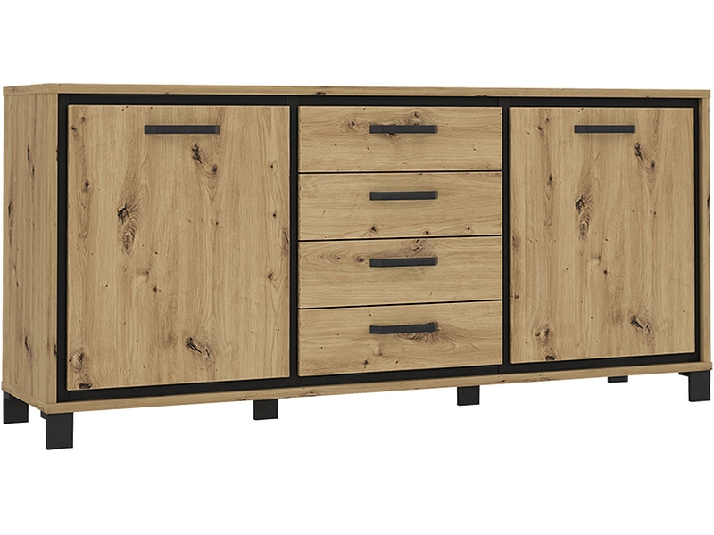 Sideboard TRONDHEIM 2 Türen 4 Schubladen 41.5x178.4x81.3cm artisan eiche eiche