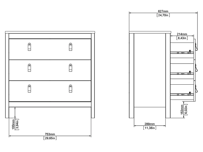 Commode MADRID 3 tiroirs