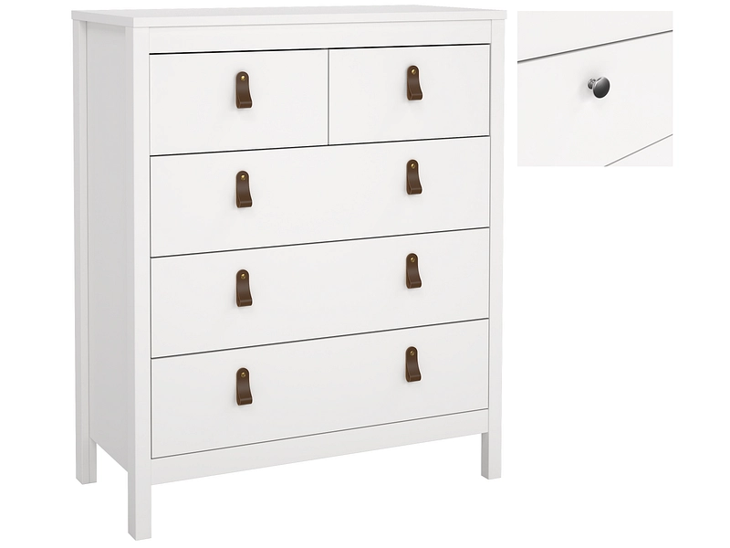 Kommode MADRID 5 Schubladen 38.4x82.3x98.9cm weiss