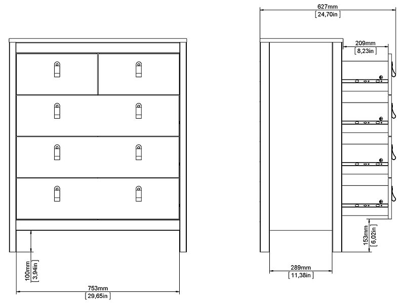 Kommode MADRID 5 Schubladen