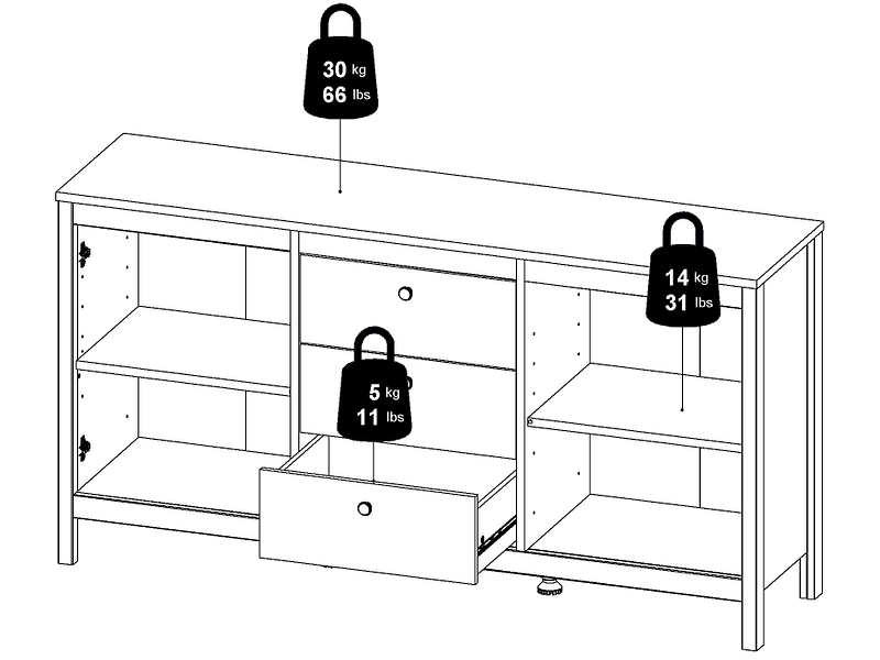Comò MADRID 2 ante 3 cassetti