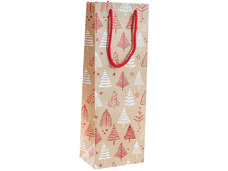 Tüte für Flasche NATURAL XMAS