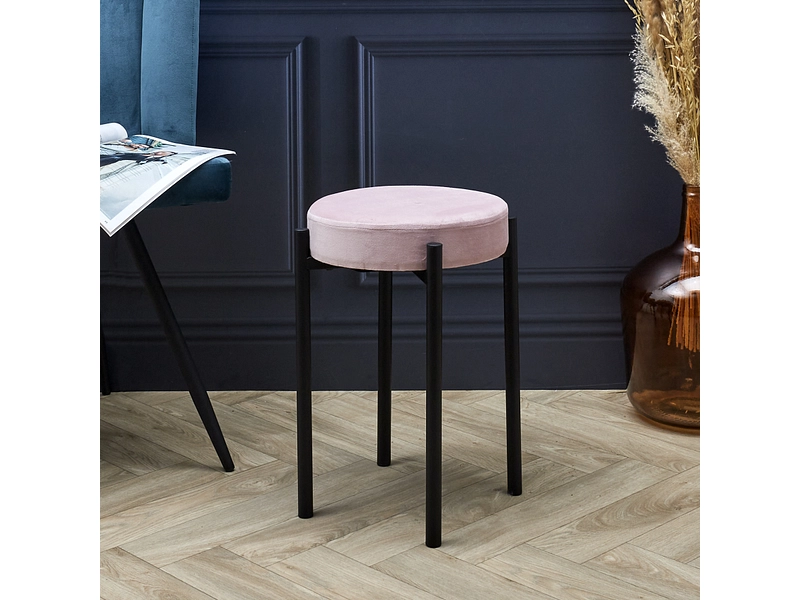 Tabouret CASSIE polyester rose clair