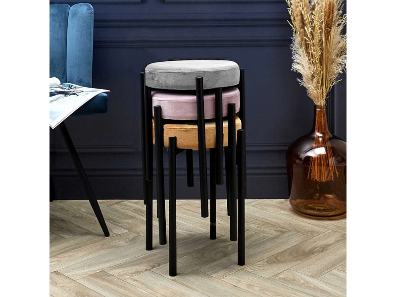 Tabouret CASSIE polyester rose clair