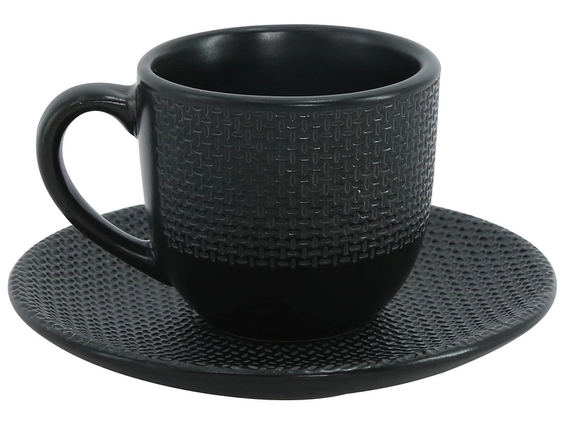 Tassen mit Untertassen VIVO Keramik schwarz