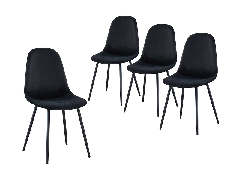 Set di 4 sedie LENA velluto nero