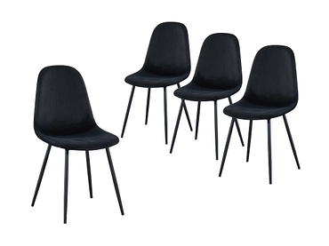 Set mit 4 Stühlen LENA Samt schwarz