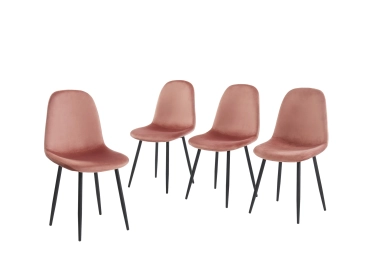 Set di 4 sedie LENA velluto rosa chiaro