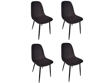 Lot de 4 chaises CELIA tissu noir