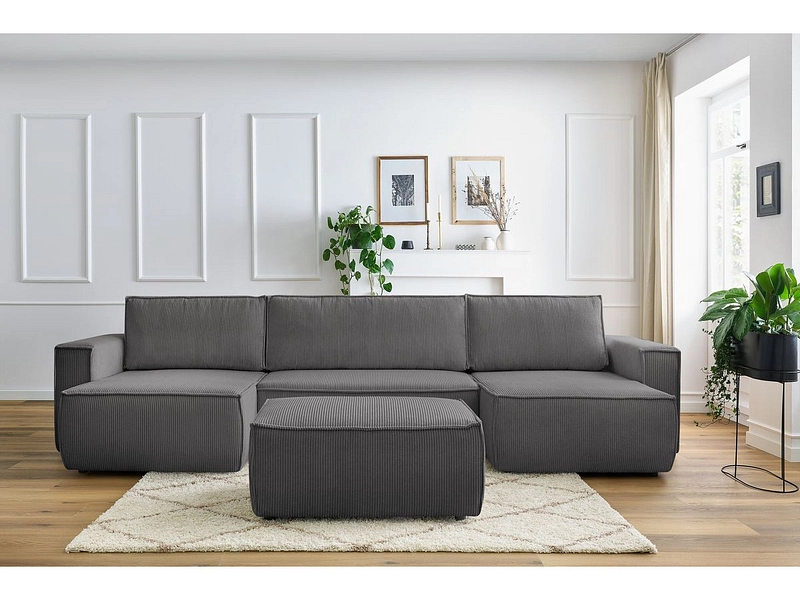 Panorama-Ecksofa mit Hocker BOBOCHIC NIHAD