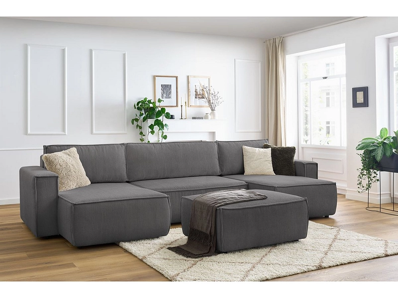 Panorama-Ecksofa mit Hocker BOBOCHIC NIHAD