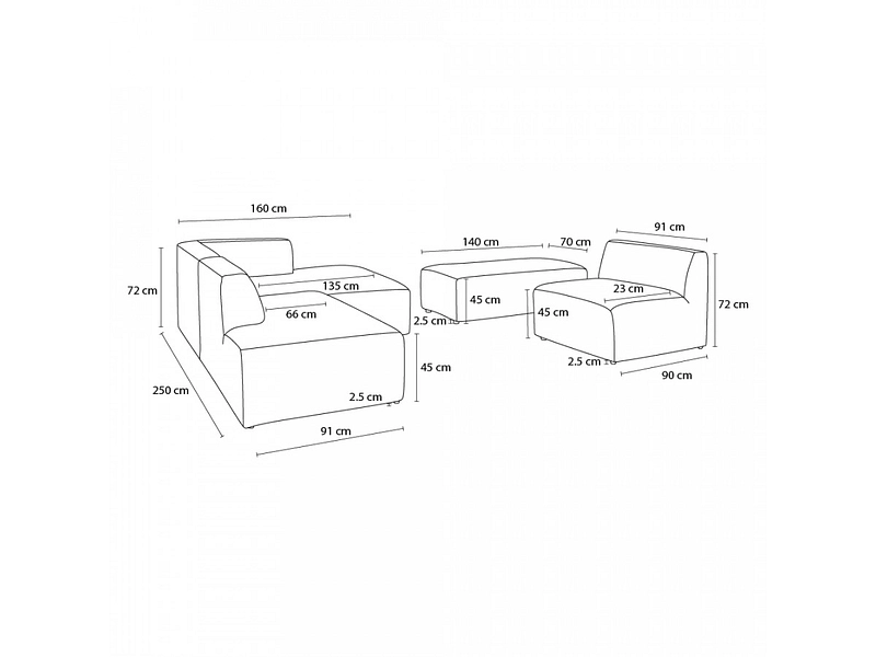 Ecksofa mit Hocker BOBOCHIC MEGEVE