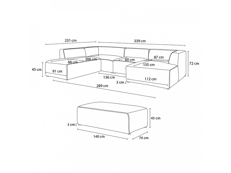 Panorama-Ecksofa mit Hocker BOBOCHIC MEGEVE