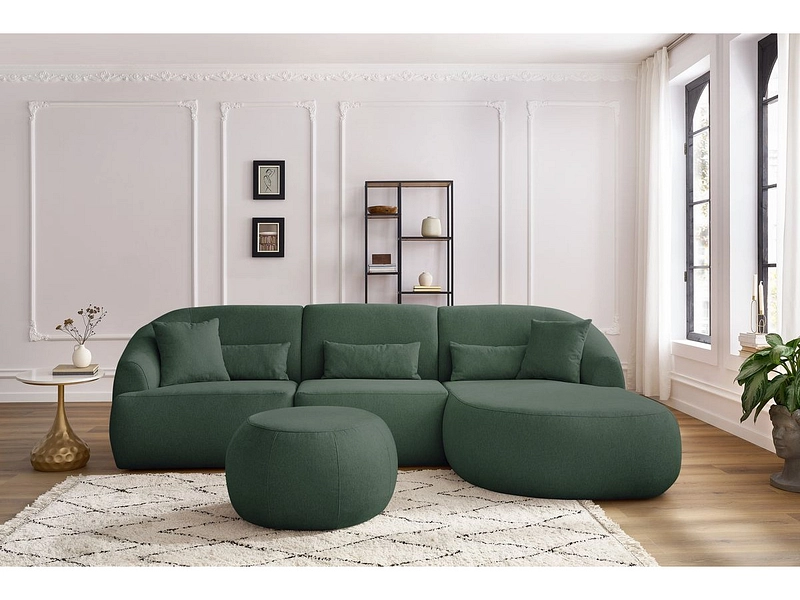 Divano ad angolo con pouf BOBOCHIC ALESIA