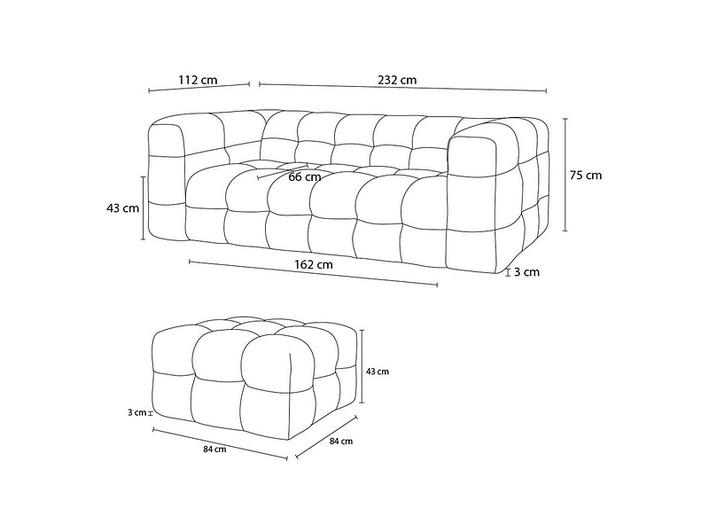 3er Sofa mit Hocker BOBOCHIC CLOUD