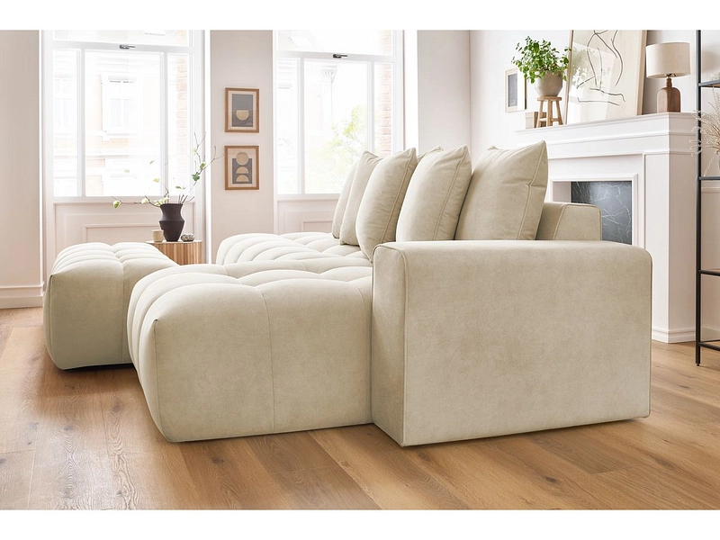 Divano ad angolo con pouf BOBOCHIC MONT-BLANC