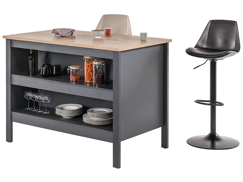 Kücheninsel NELL Spanplatte anthrazit