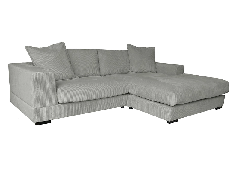 Ecksofa SUNNY Cord-Stoff hellgrau - Conforama CH