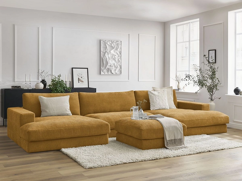 Panorama-Ecksofa mit Hocker BOBOCHIC LEONARD