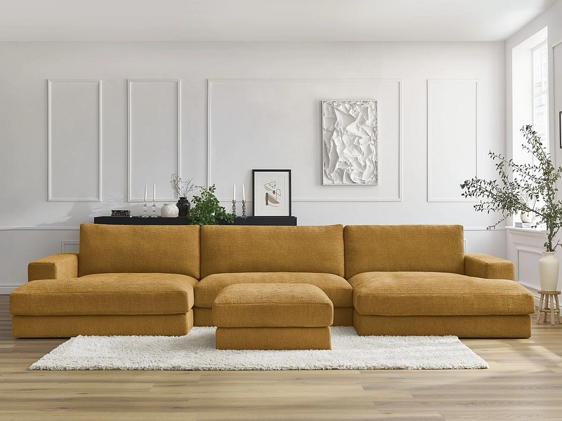 Panorama-Ecksofa mit Hocker BOBOCHIC LEONARD