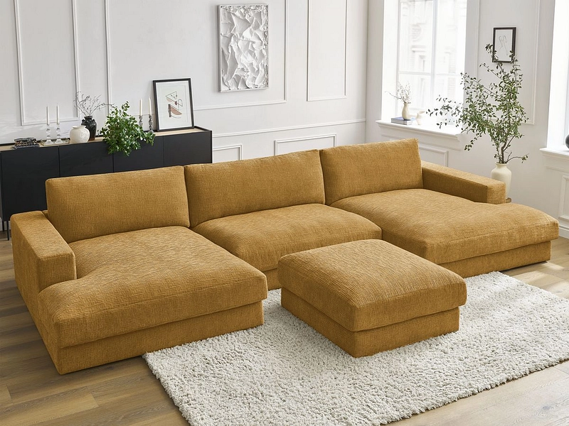 Panorama-Ecksofa mit Hocker BOBOCHIC LEONARD