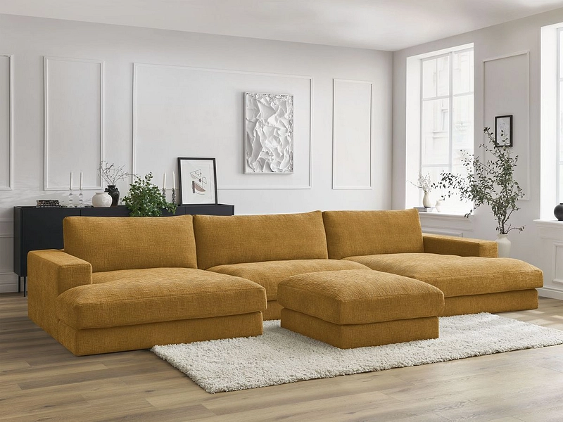 Panorama-Ecksofa mit Hocker BOBOCHIC LEONARD