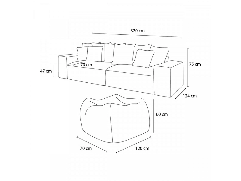 Sofa mit Hocker BOBOCHIC VOLTAIRE