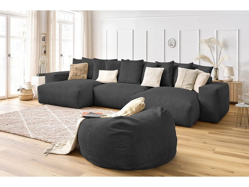 Divano ad angolo con pouf BOBOCHIC VOLTAIRE