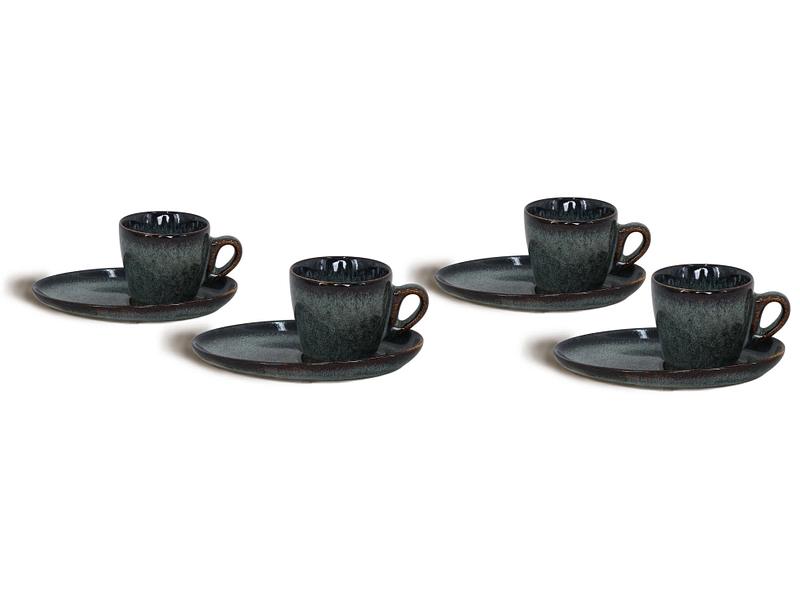 Set tasses à café BROOKE 11cl grès vert foncé