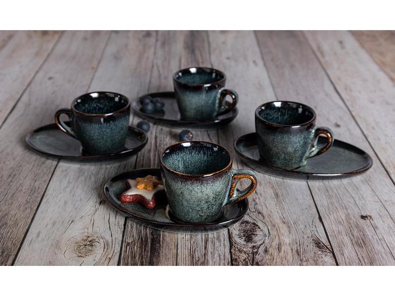 Set tazze da caffè BROOKE 11cl gres verde scuro