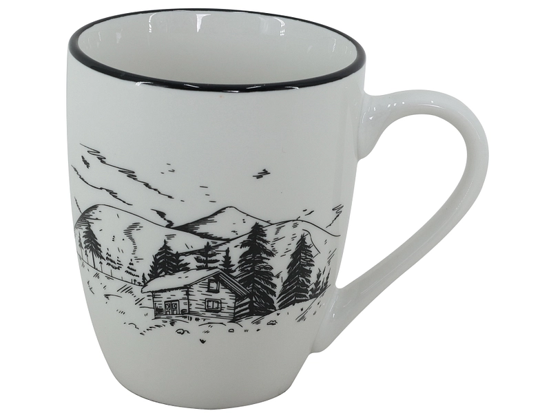 Set 4 Kaffeebecher MOUNTAIN 32cl Porzellan weiss