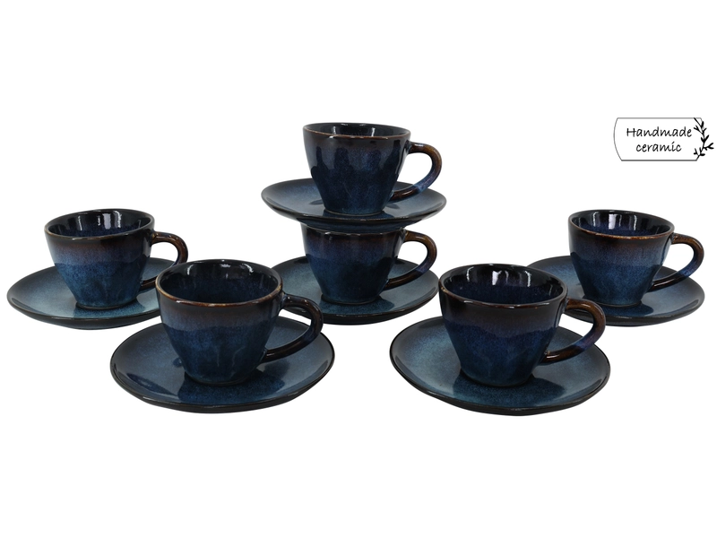 Set Kaffeetassen AZURITE 16.5cl Sandstein blau