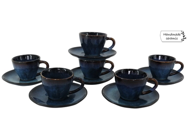 Set Kaffeetassen AZURITE 16.5cl Sandstein blau