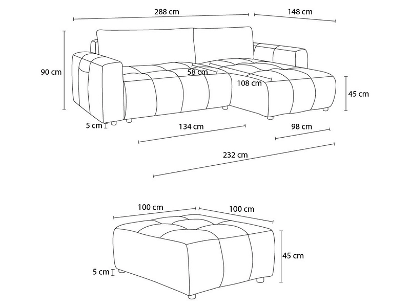 Ecksofa mit Hocker BOBOCHIC ARSENE