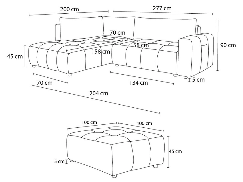 Canapé d'angle avec pouf BOBOCHIC ARSENE