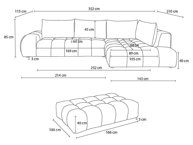 Ecksofa mit Hocker BOBOCHIC EVEREST