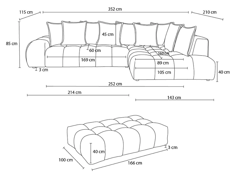 Ecksofa mit Hocker BOBOCHIC EVEREST