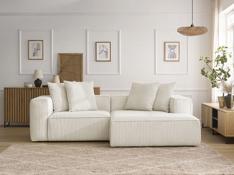 Ecksofa BOBOCHIC NINA Cord-Stoff beige - Conforama CH