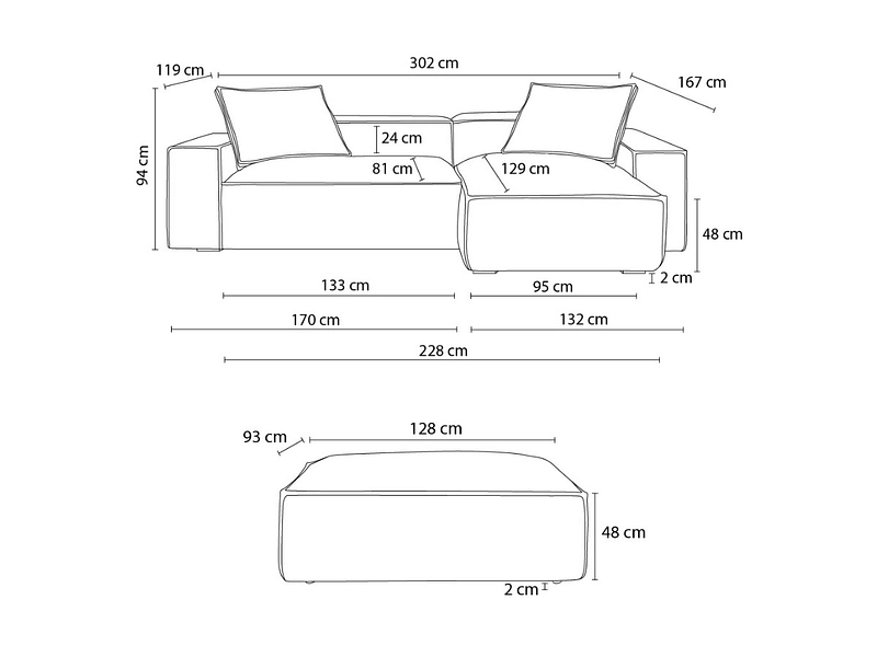 Ecksofa mit Hocker BOBOCHIC BOHEME