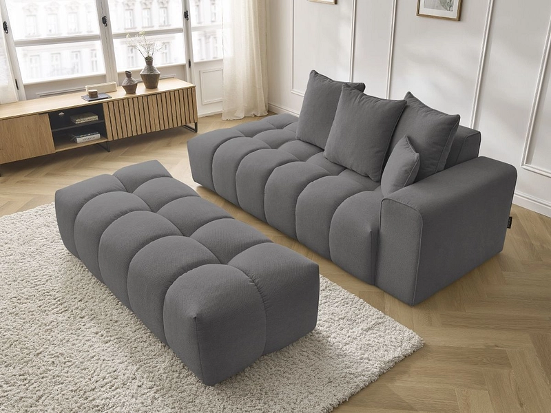 Divano 3 posti con pouf BOBOCHIC MONT-BLANC