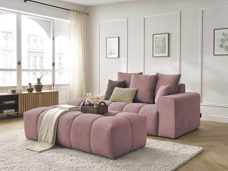 Divano 3 posti con pouf BOBOCHIC MONT-BLANC