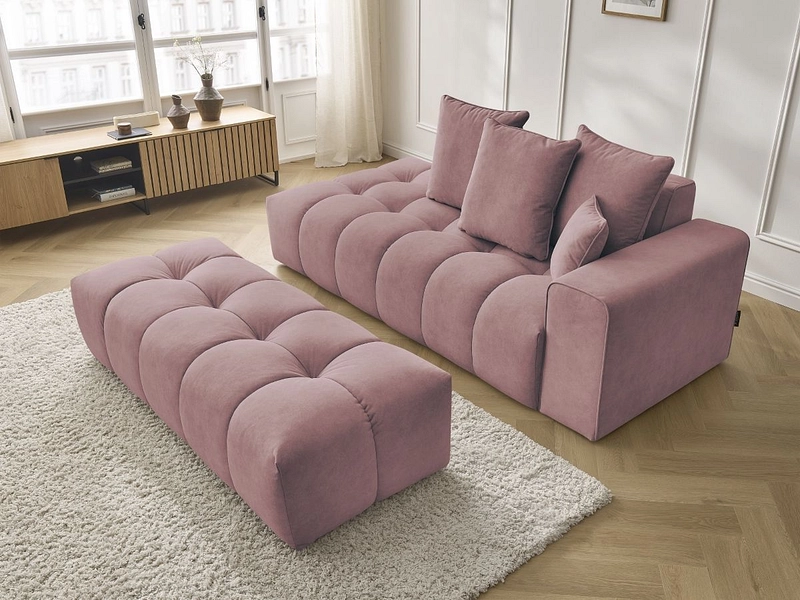 Divano 3 posti con pouf BOBOCHIC MONT-BLANC