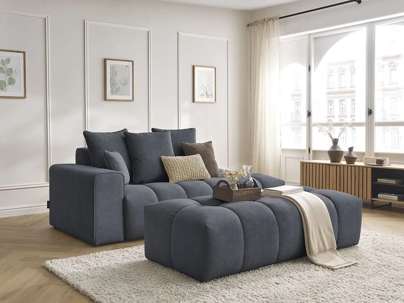 Divano 3 posti con pouf BOBOCHIC MONT-BLANC