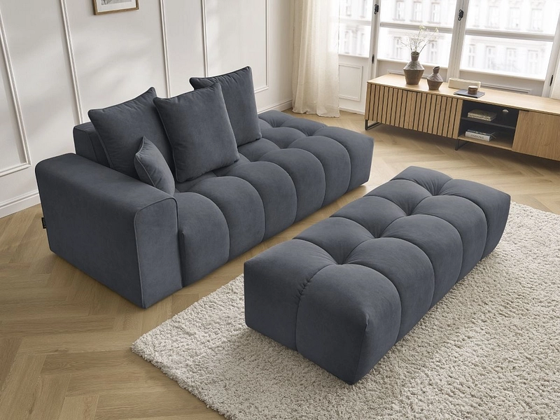 Divano 3 posti con pouf BOBOCHIC MONT-BLANC