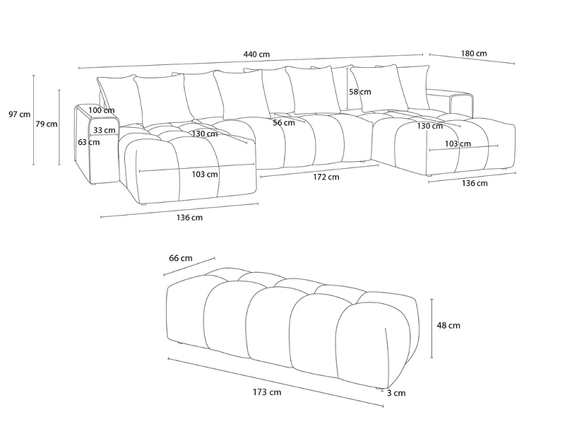 Panorama-Ecksofa mit Hocker BOBOCHIC MONT-BLANC