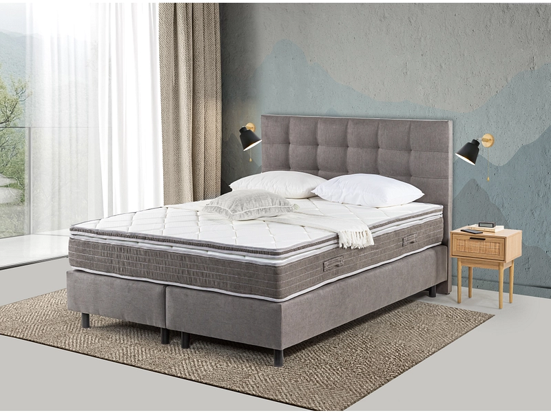 Boxspringbett SOVN mittelgrau (warm)