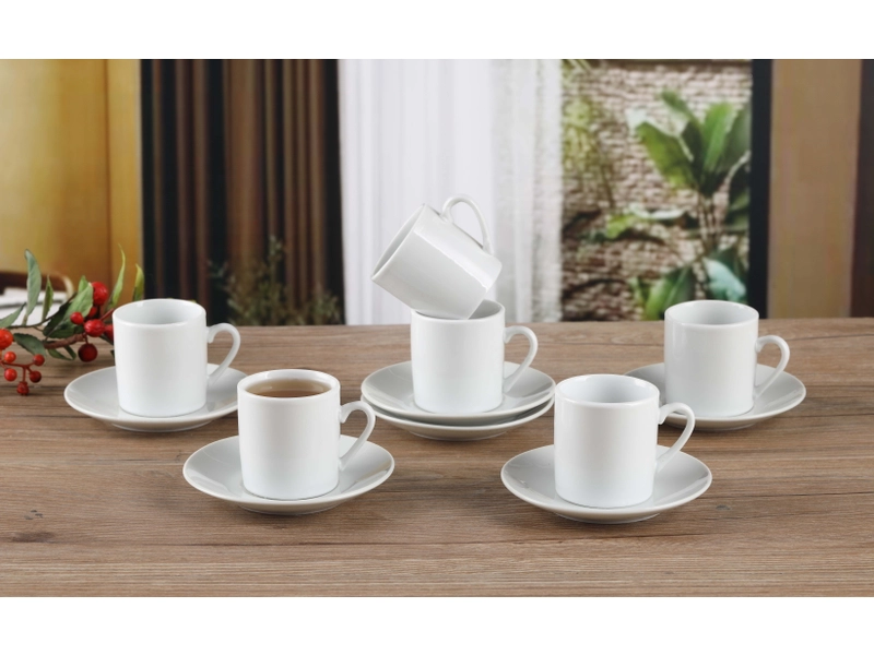 Set tazze da caffè GEMMA 8.8cl porcellana bianco