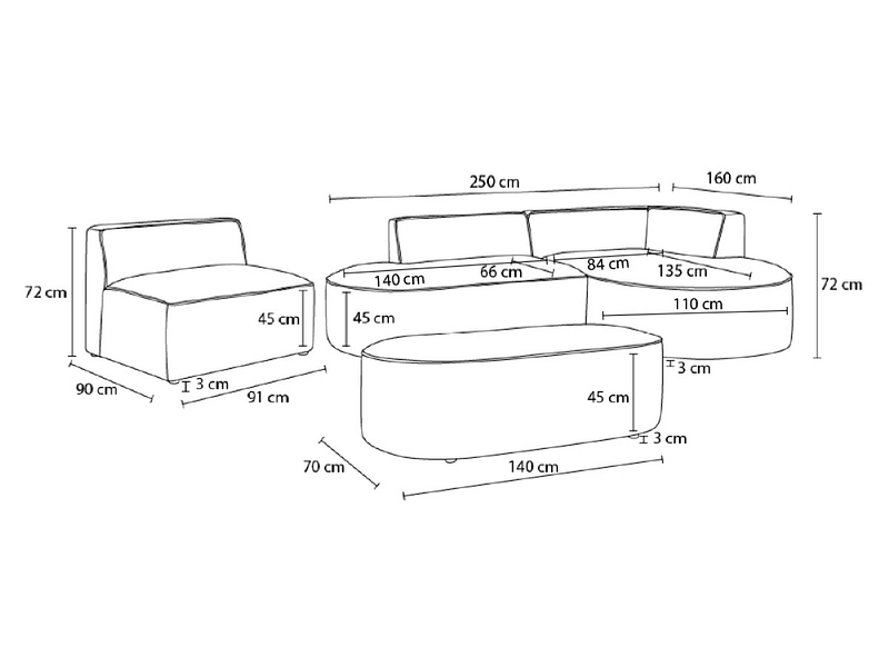 Ecksofa mit Hocker BOBOCHIC ROUSSEAU