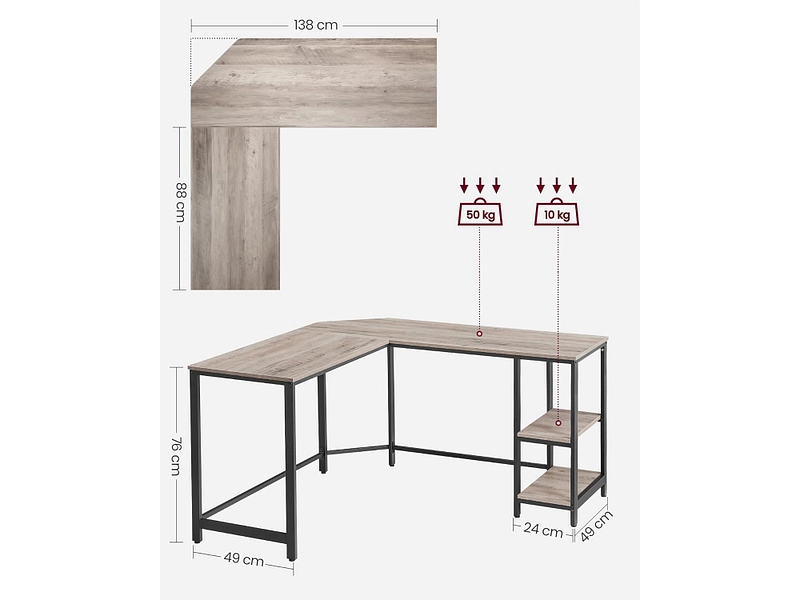 Bureau d'angle ROCKY SONGMICS